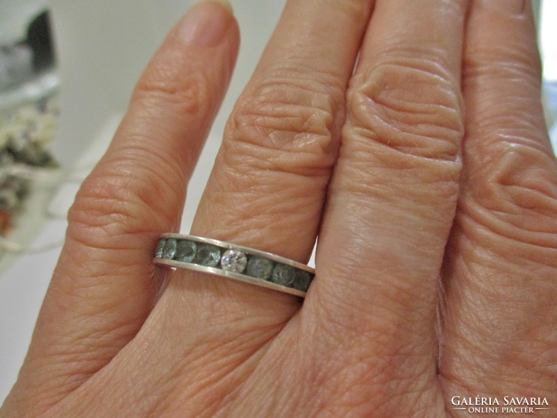 Különleges régi kézműves ezüst gyűrű valódi akvamarinokkal