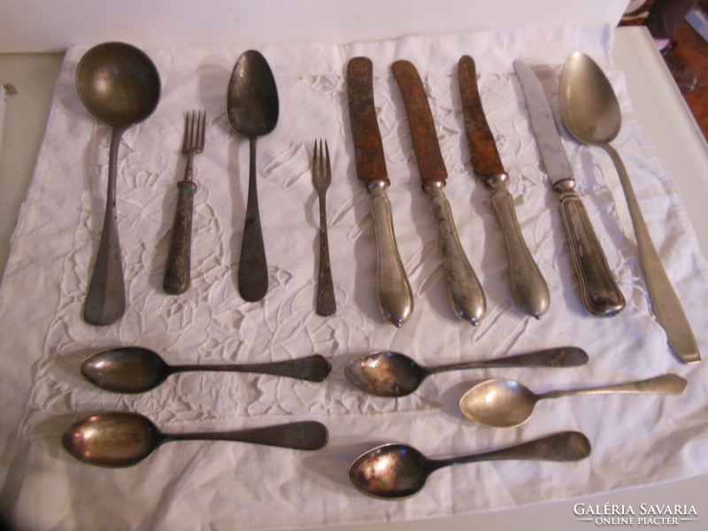 Cutlery - 14 pieces - antique !! - Alpaca - sauce spoon 26 x 5.5 cm - German - perfect
