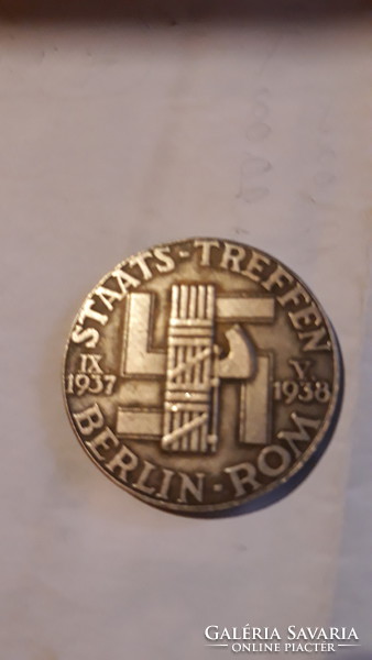 Heitler and Mussolini 1937.09 -1938.05 Extra rare silver pendant, plaque berli-romatengej later