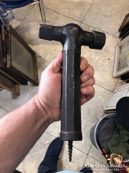 Wrought iron antique barrel corkscrew, 30 cm heavy piece