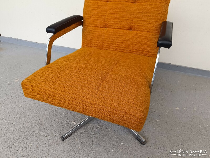Retro metal frame swivel armchair furniture yellow upholstered chrome swivel chair 1 piece 684 7478