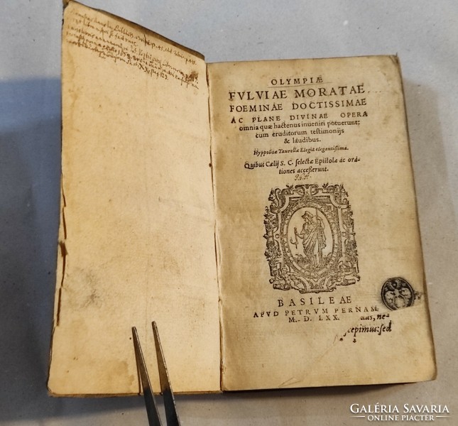 Olympia Fulvia Moratae: Orationes, Dialogi, Epistolae, Carmina...(Összegyűjtött műve. Bázel,1570)