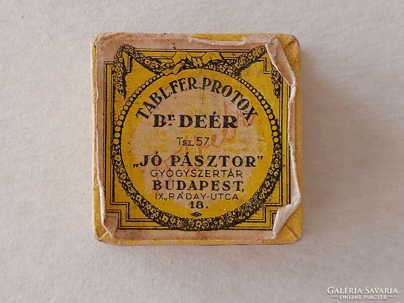 Old pharmacy medicine box dr. Deér good shepherd pharmacy Budapest