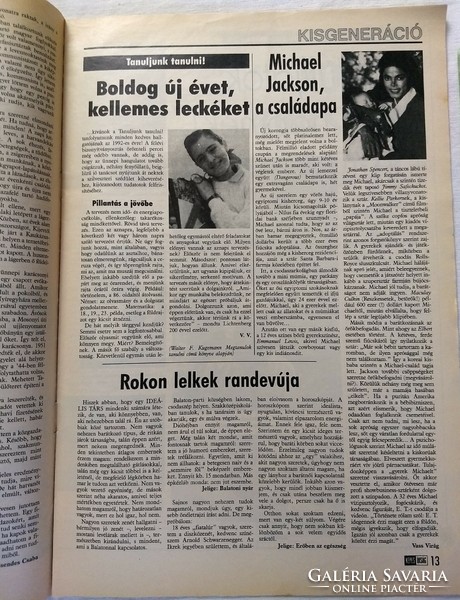 Képes Újság magazin 1992/1 Göncz Árpád Temessy Hédi ROVKI Michael Jackson Dánia