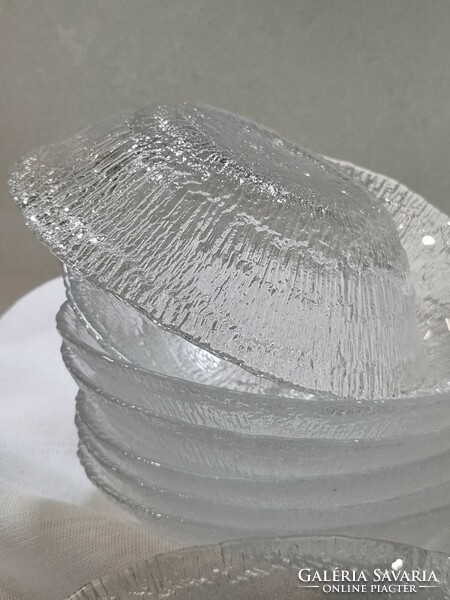 Csodaszép  finn Iittala jégüveg készlet - Tapio Wirkkala Solaris design  / 8 db /
