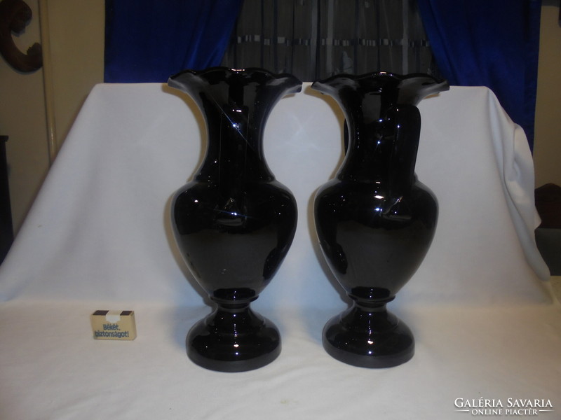 Two pieces of old glazed ceramic vase, floor vase - together - 33 cm
