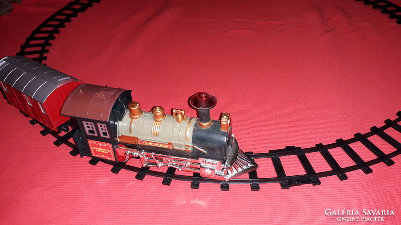 Retro western vadnyugati vonat vasút játék ÓRIÁS 73 cm körpályával világít hangot ad a képek szerint