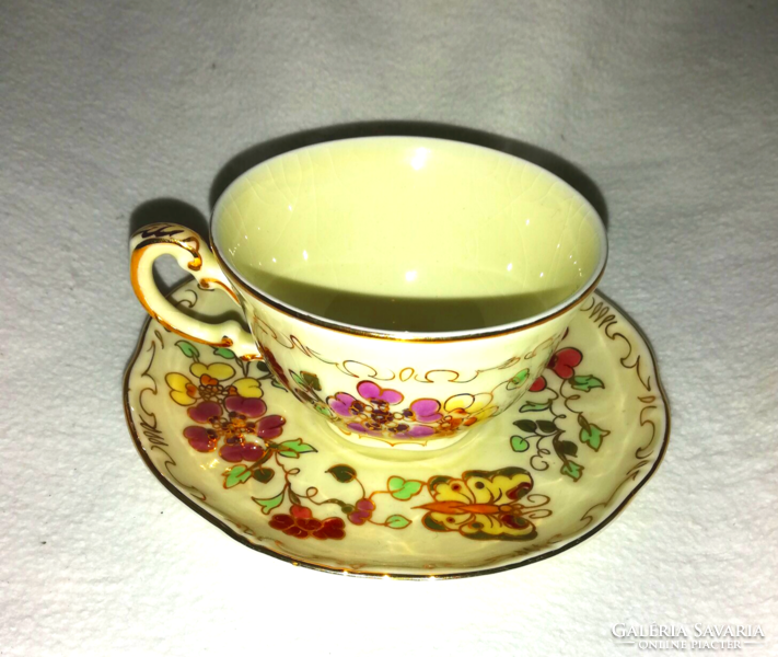 Zsolnay pillangós kávéscsésze alátét tányérral