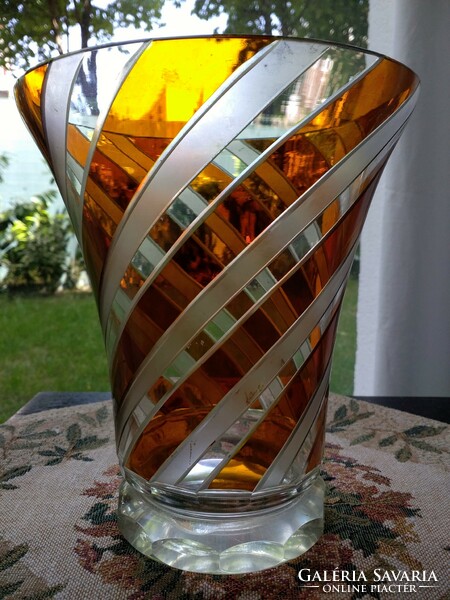 Bohemia crystal sandblasted, polished vase