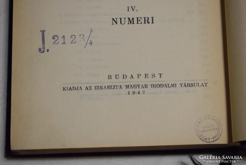 The five books of Moses Numeri and the Israelite Hungarian literary association of the Haftars 1942 Judaism
