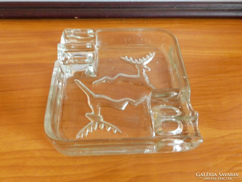 Art deco deer in glass ashtray