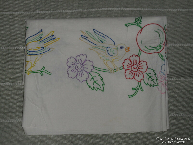 Older hand-embroidered bird tablecloth
