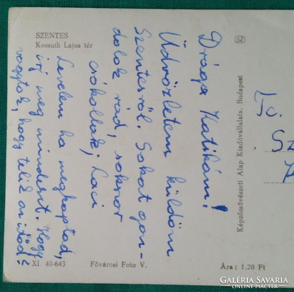 Szentes, Kossuth Lajos Tér, használt képeslap, 1964