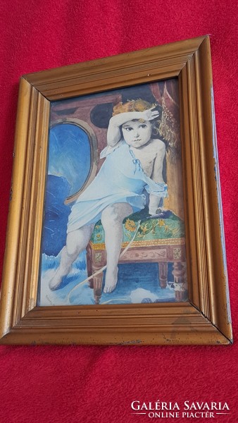 Antique art nouveau child painting, watercolor picture (m3831)
