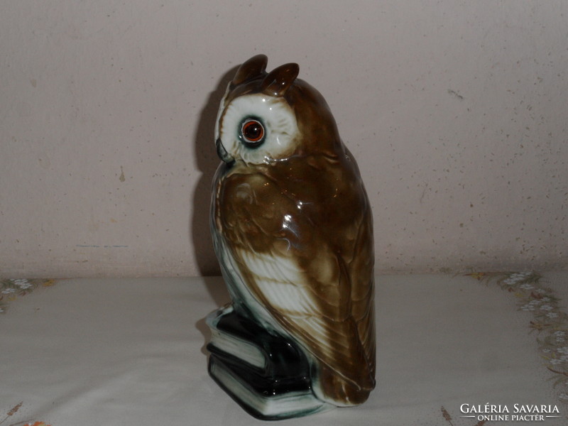 Old German porcelain owl table lamp, figurine