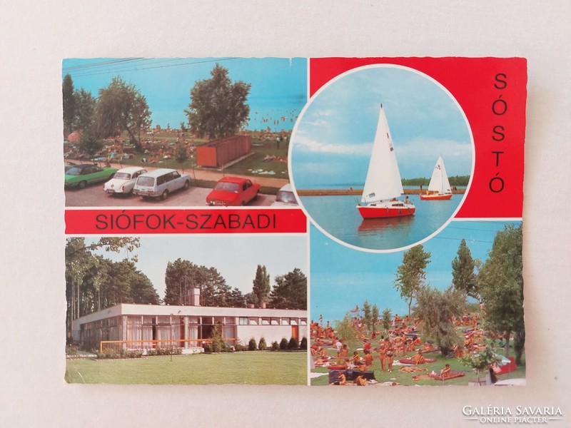 Retro postcard siófok free drinking lake