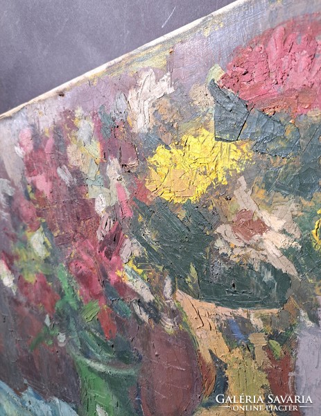 Nuridsány Zoltán képcsarnokos olajfestménye - virágcsendélet