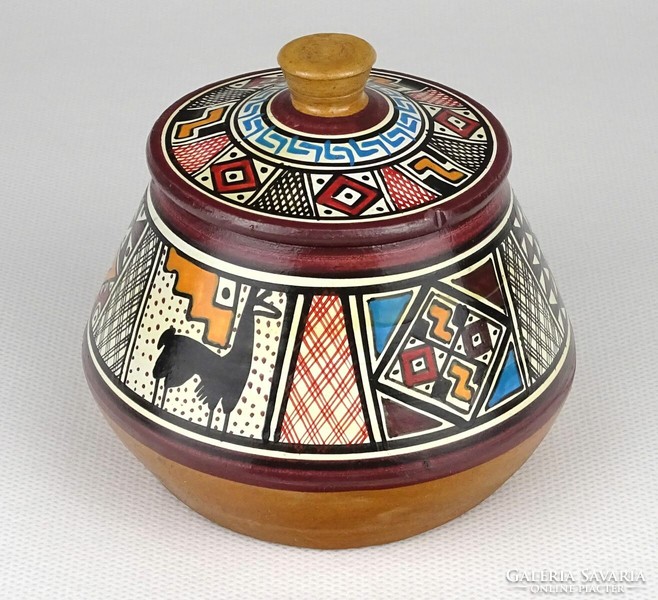 1N159 Peruvian llama decorated ceramic bonbonier