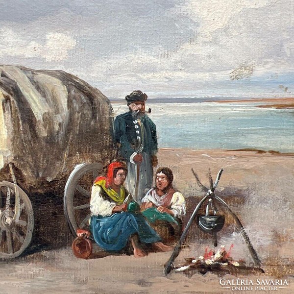 Marked by R. Zakány: resting wanderers (c. 1880) F683