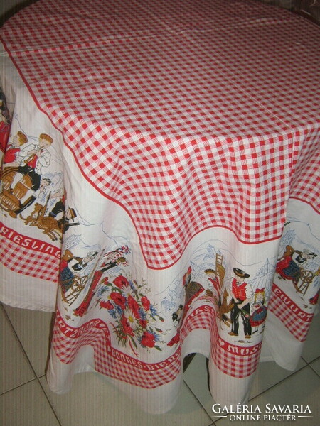 Beautiful alpine dirndl folk costume vintage special woven tablecloth