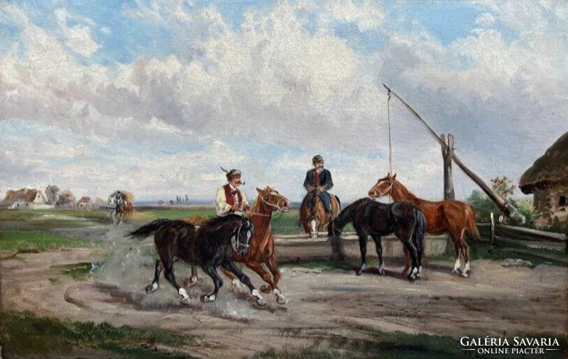 Marked by R. Zakány: watering the plain (around 1880.) F682