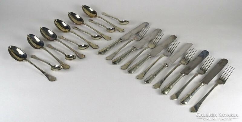 1N195 old marked sandrik alpaca cutlery set in original box 24 pieces