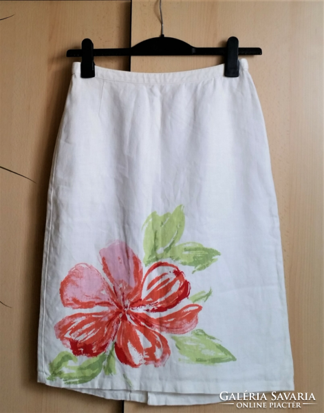 White summer lined linen skirt in size s