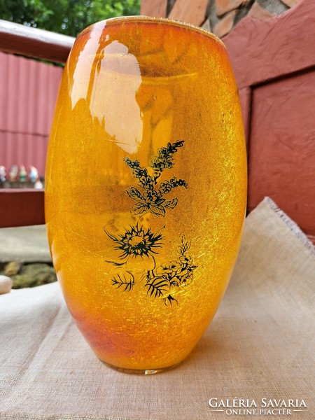 Collectors of rare cracked veil glass veil karcagi berekfürdő glass yellow vase