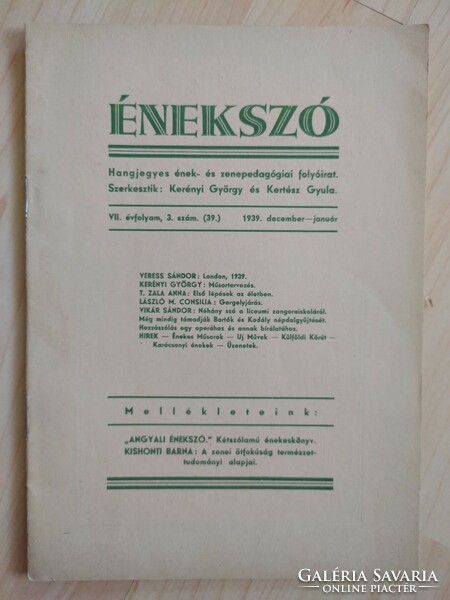 Énekszó - antik folyóirat 1939.december, január 1000 Ft