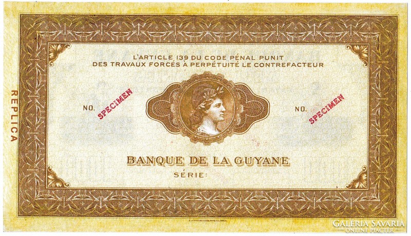 French Guiana 1000 French Guiana francs 1942 replica sample