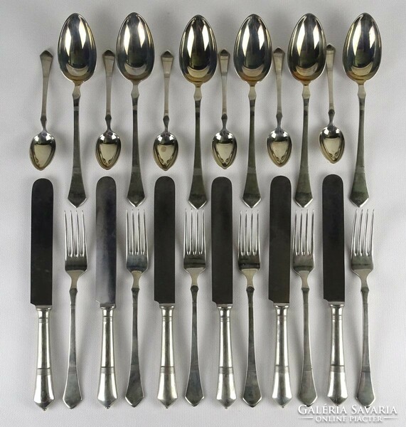 1N195 old marked sandrik alpaca cutlery set in original box 24 pieces