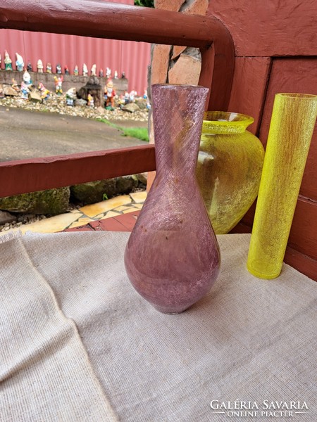 Retro rare purple vase cracked beautiful veil glass veil karcagi berek bath glass
