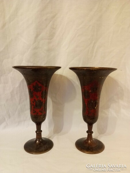Antique bronze goblet vases