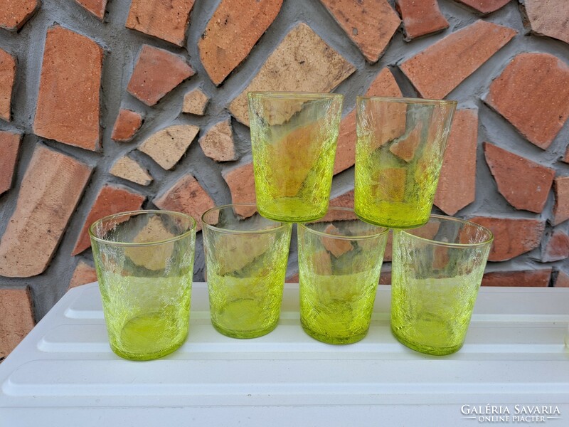 Repesztett Gyönyörű  Fátyolüveg fátyol karcagi berekfürdői üveg sárgás zöldes poharak pohár
