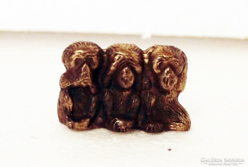3 Monkey miniature copper