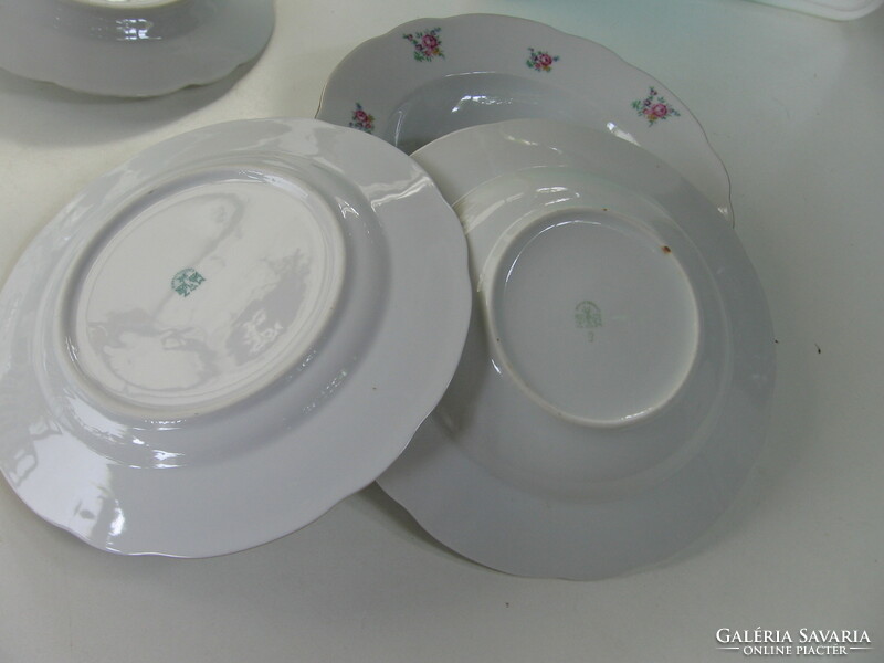 Old Czech porcelain plates with small bouquets of roses