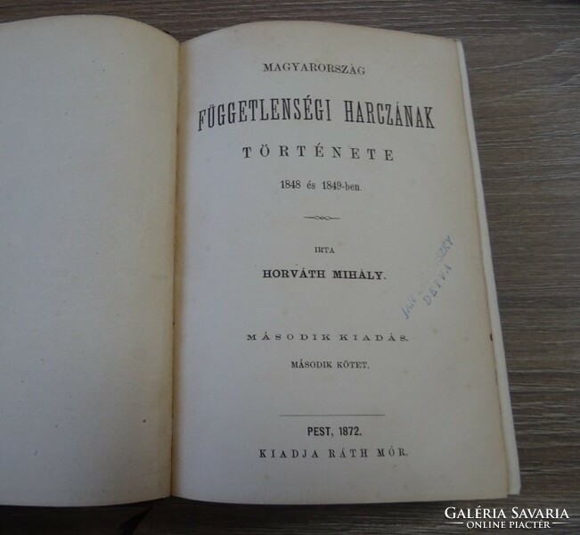 Mihály Horváth: the history of Hungary's struggle for independence 1848-1849 original binding 1871-72 ráth m