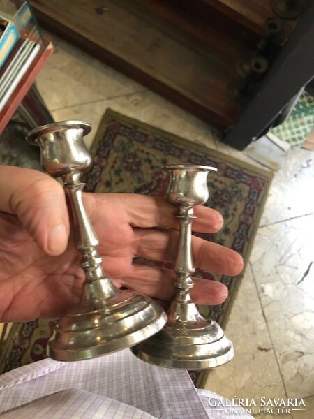 Pair of silver-plated candle holders, height 17 cm,