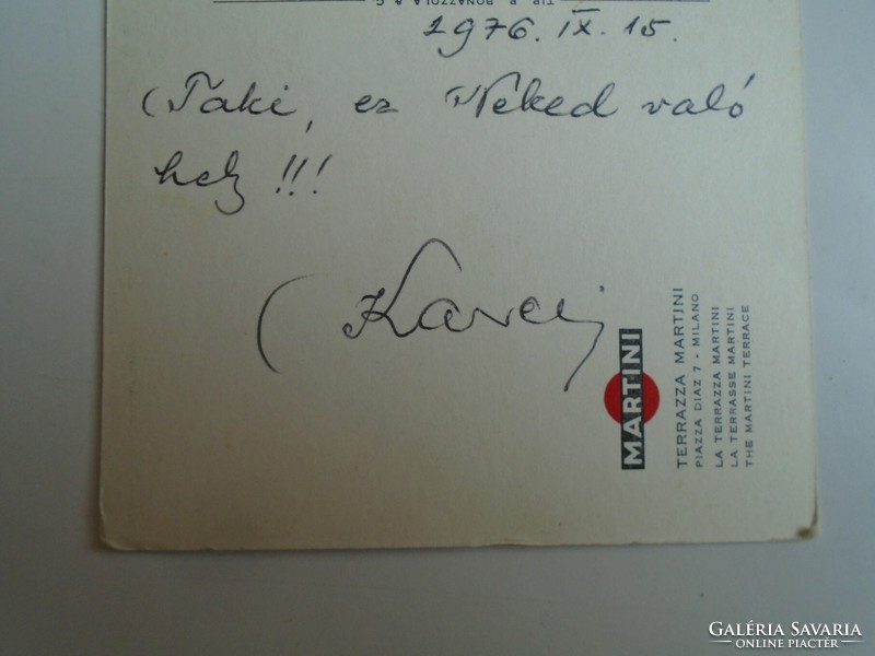 H34.9 FRADI FTC Aranycsapat - LAKAT KÁROLY  által írt képeslap Milánó 1976.9.15. Takács II.-nek