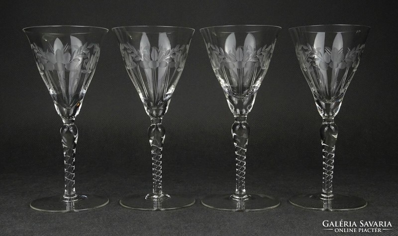 1N211 old beautiful polished base elegant brandy glass set of 4 pieces