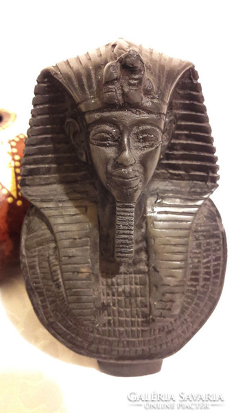 2 Pharaoh statues 10 cm, 11 cm + bowl