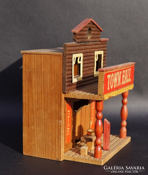 Old retro western pub bar house wooden model mockup playhouse