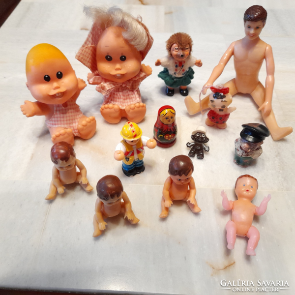Retro old toy figures, rubber dolls