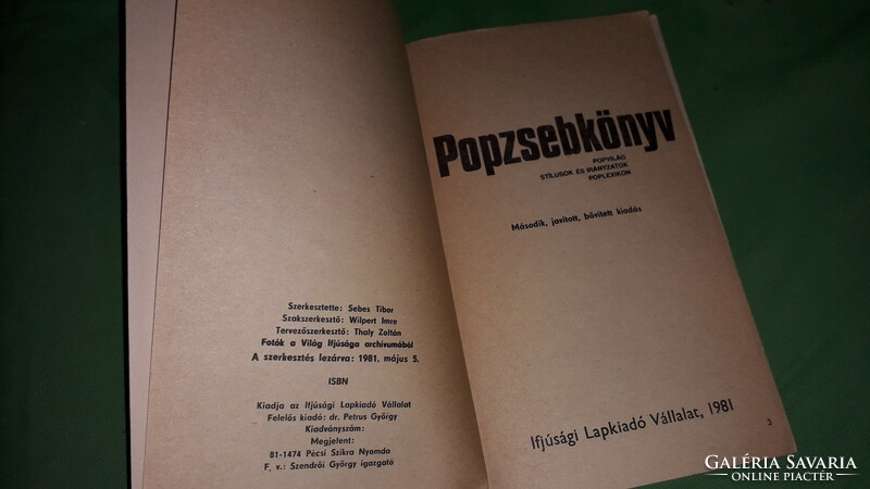 1981.Sebes Tibor: Popzsebkönyv könyv a képek szerint IFJÚSÁGI LAPKIADÓ