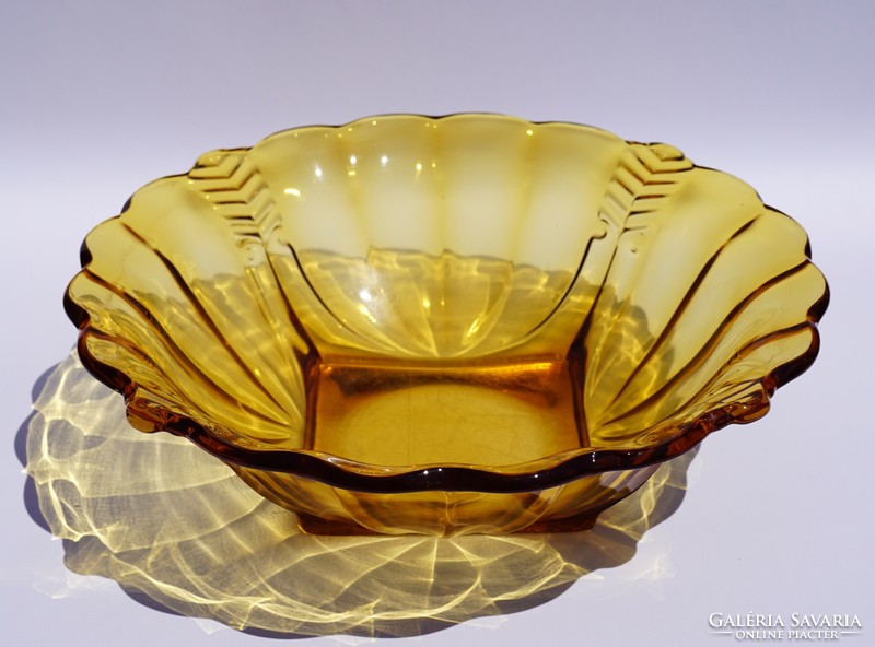 Rare antique art deco rudolf schrötter amber colored glass bowl table centerpiece