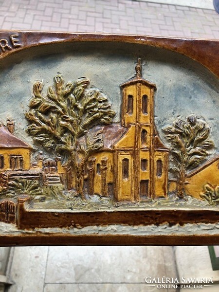 Szentendrei művész kerámia falidisze, 22 x 17 cm-es.