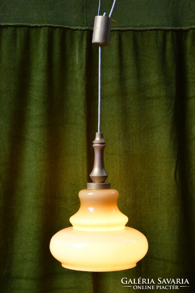 Old chandelier, lamp, two-layer glass shade from the 70s and 80s