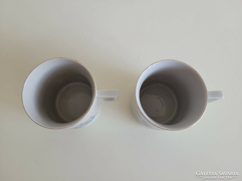 Régi Zsolnay porcelán nefelejcs mintás bögre teás csésze 2 db