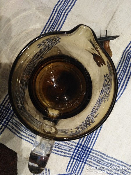 Hand-cracked, glass jug - with an antique character