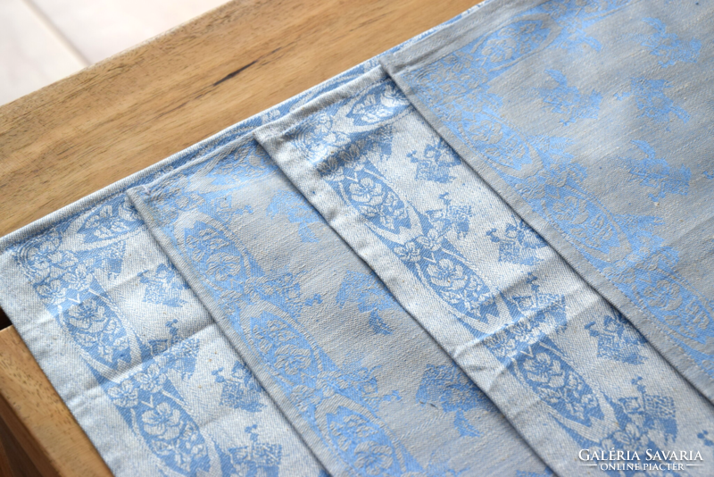 Never used old art deco damask napkin tea towel tablecloth set 4 pcs 30 x 31